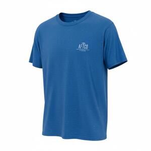 Men's AFTCO Blue Graphic Logo T-Shirt Fishing Hunting Outdoor Summer Medium